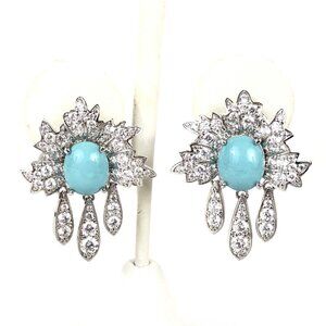 TOVA Sterling Silver 925 Sparkling Dangle Drop Post Earrings EXC 1.5"